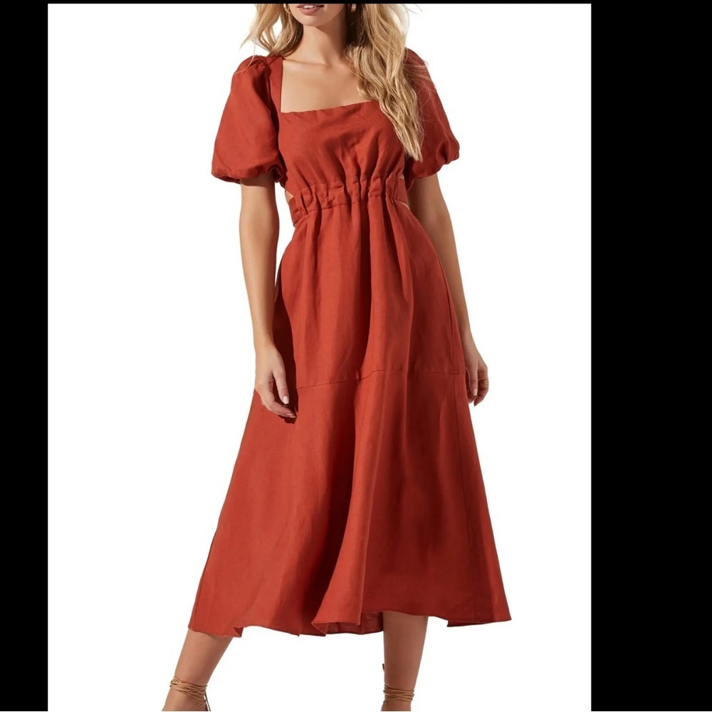 Tuckernuck ASTR THE LABEL Angeles Cutout Linen Blend Midi Dress Size L